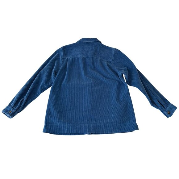 LL Bean Womens Corduroy Shirt Jacket Shacket Size M Blue Cotton Pockets Country - Picture 2 of 13